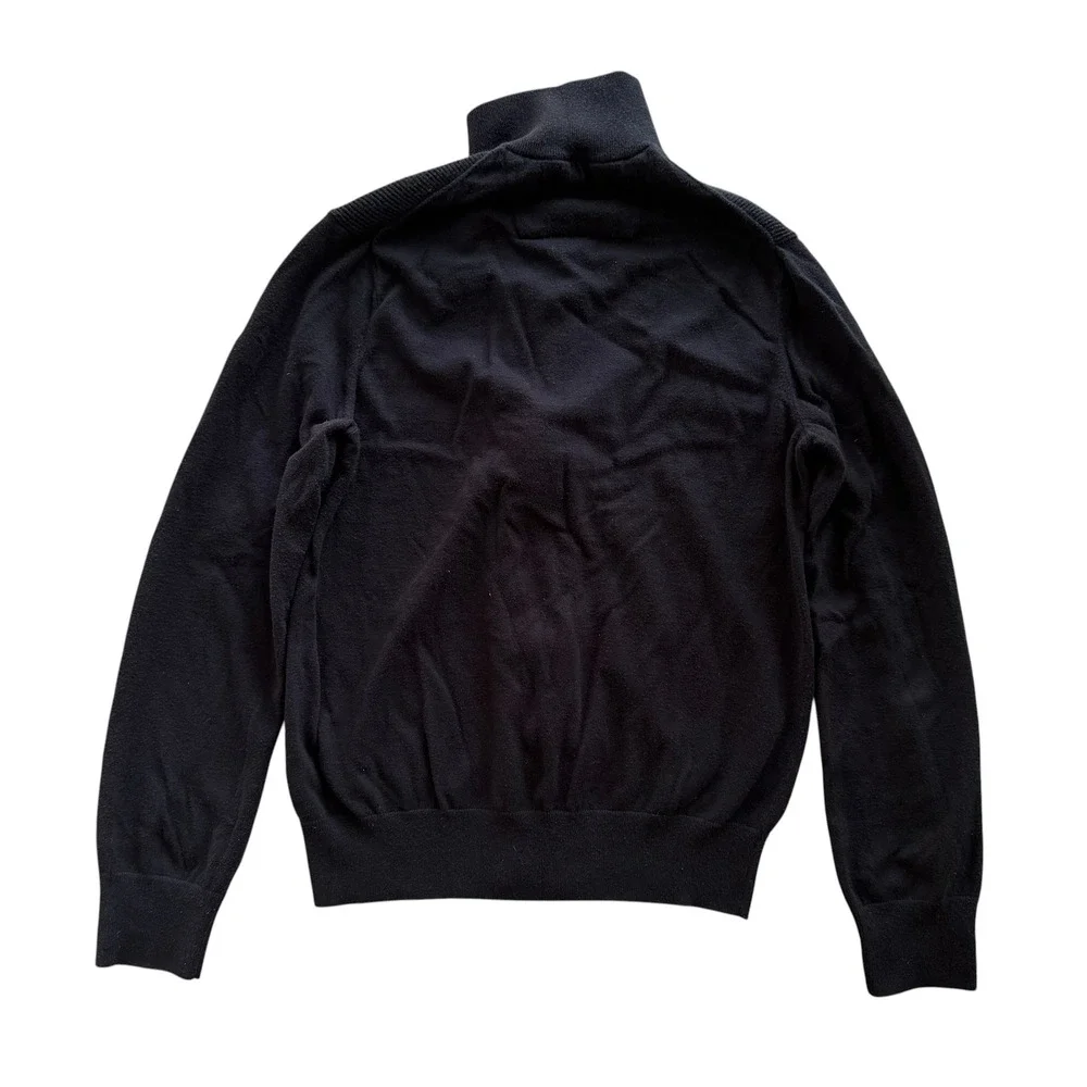 Banana Republic Men's M Black Cotton Silk Blend Full Zip Mock Neck Sweater  Y2K
